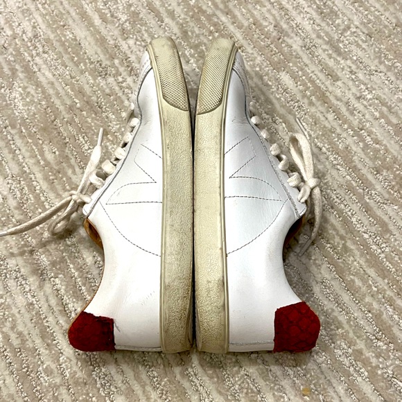 Veja Shoes - Veja Women’s Esplar Sneaker in White w Burgundy Snakeskin Size 37